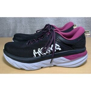 Hoka One One Bondi 7 Pink Black Running Shoes Women's Size 9 1110519BGFF